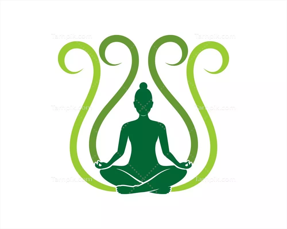 وکتور زن در حال مدیتیشن در طبیعت به صورت انتزاعی و منحنی