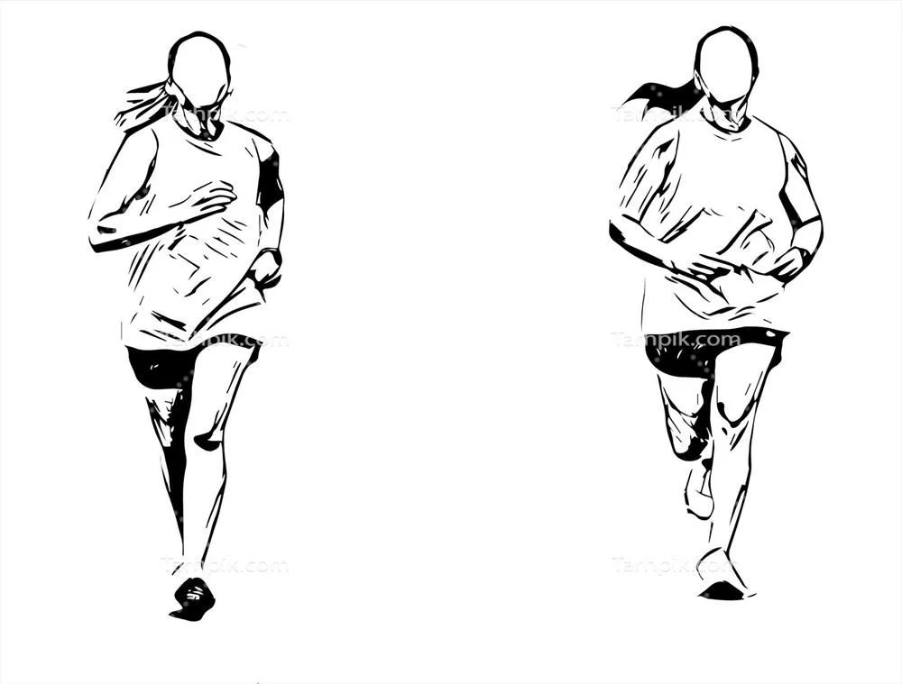 وکتور شکل زن در حال دویدن با طراحی برداری و پسزمینه سفید