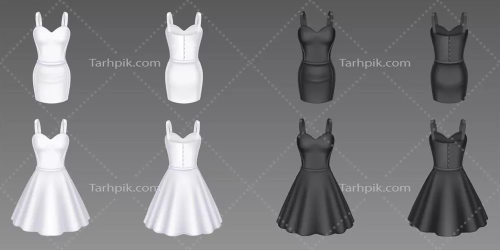 وکتور مدلهای شیک و جذاب پیراهنهای کژوالی و بدون آستین سیاه و سفید برای خانمها