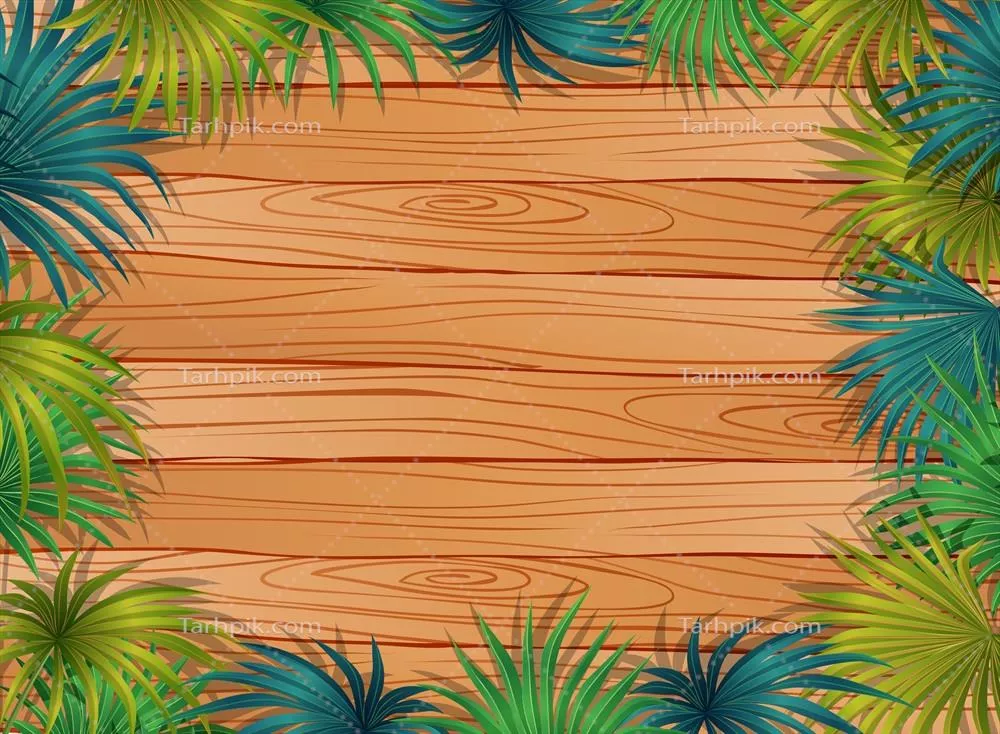 وکتور طرح پس‌زمینه‌ای از چوب و برگ‌های سبز با طراحی زیبا و دلنشین