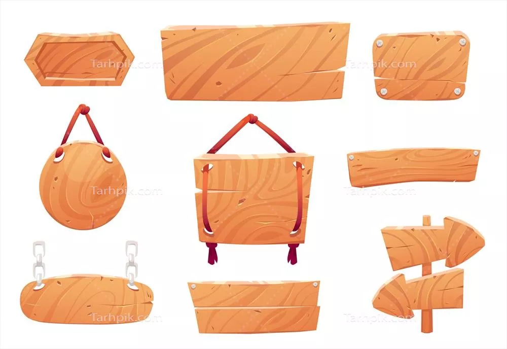 مجموعه وکتور تابلوهای چوبی و بنرهای خیابانی با طراحی زیبا