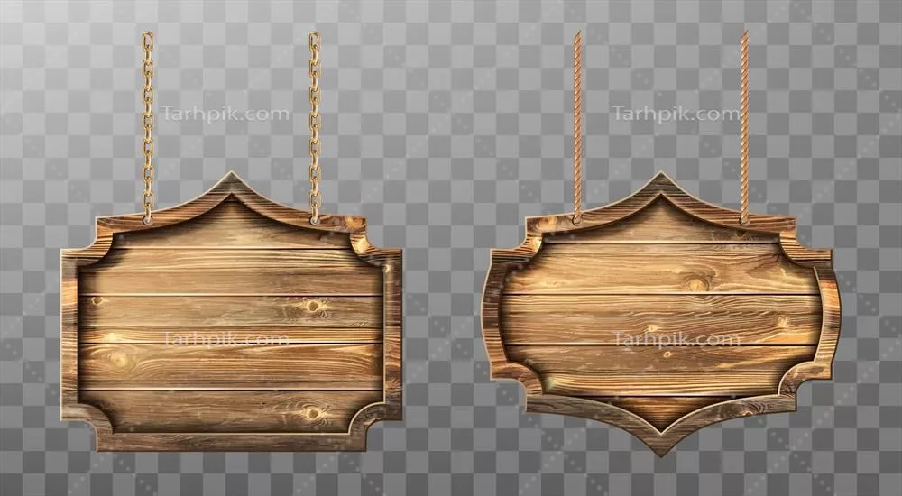 مجموعه تابلوهای چوبی و طنابهای واقعگرایانه به صورت وکتور