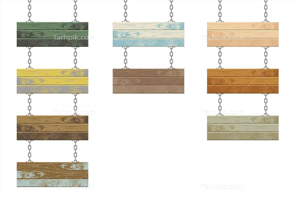 تصویر وکتور تختههای چوبی با زنجیرهای فولادی و کاربردهای آنها