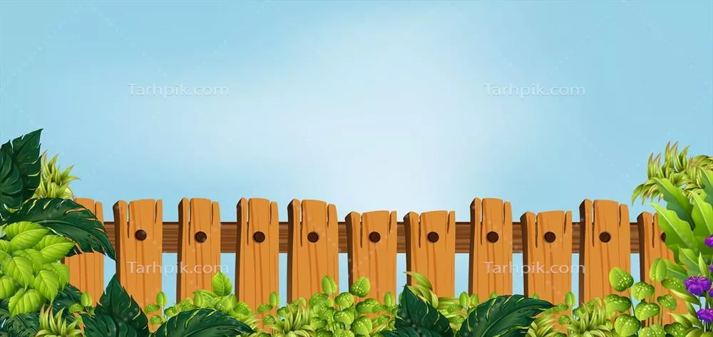 وکتور تصویرFence چوبی در باغ با طراحی زیبا و طبیعی