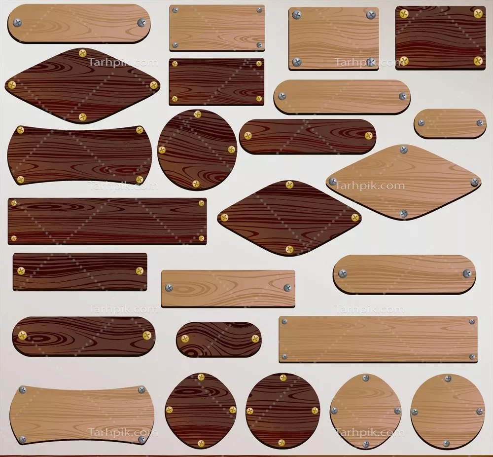 مجموعه وکتور تخته‌های چوبی شامل طرح‌های متنوع و زیبا با قابلیت استفاده