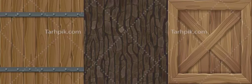 بازی با بافت چوبی: بشکه چوبی، نرده و تختههای وکتور