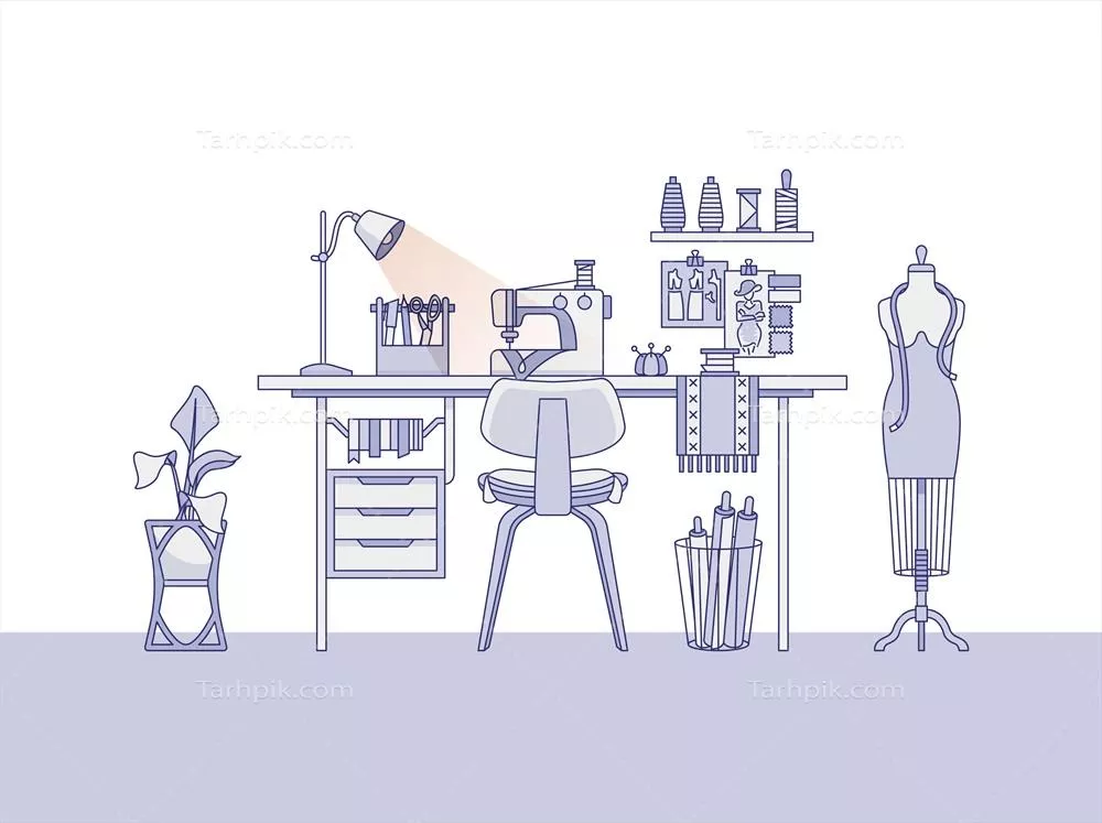 طراحی فضاهای کاری برای مد، طراحان و خیاطان با وکتورهای منحصر به فرد