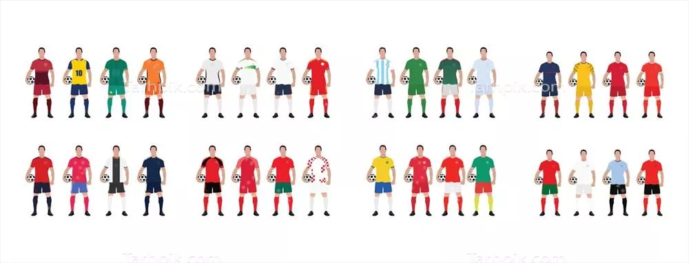 وکتور جام جهانی فوتبال: تمامی تیم‌ها و لباس‌های ورزشی آن‌ها