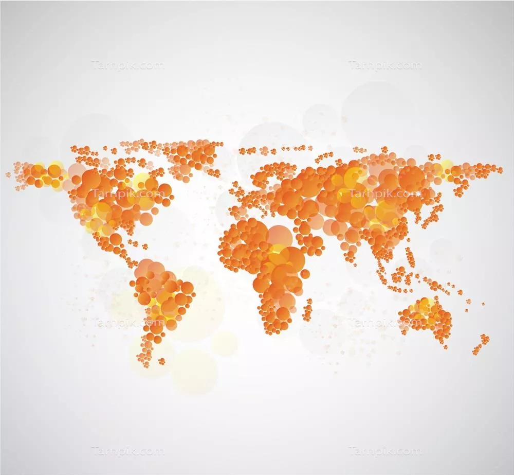 وکتور طراحی برداری نقشه جهانی به صورت حبابی و گرافیکی