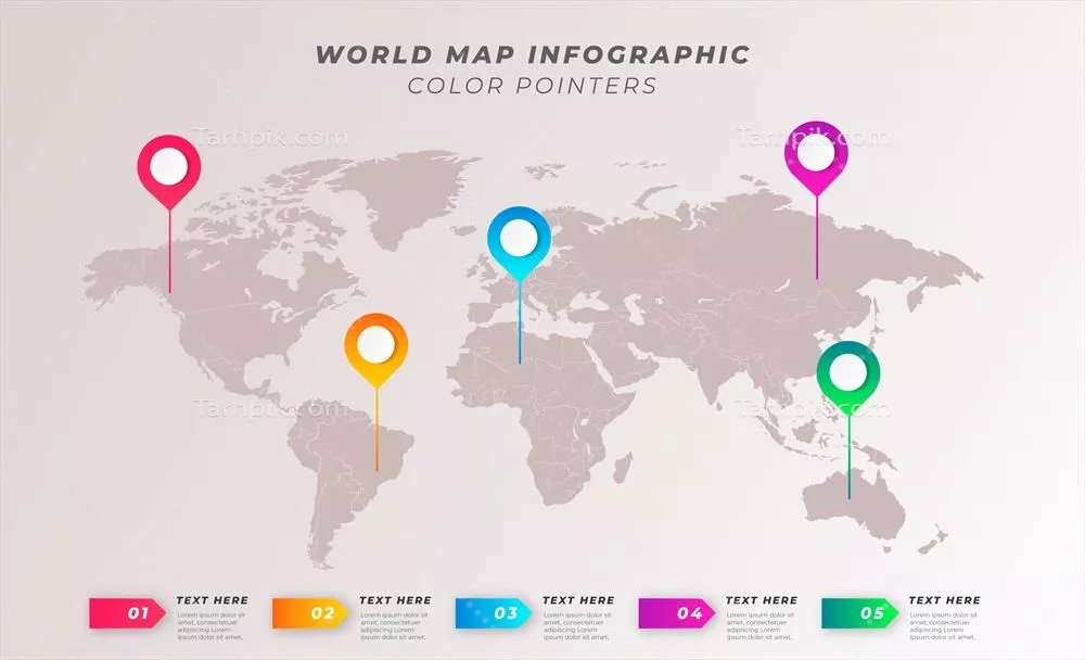 وکتور اینفومورفیک جهانی حرفه‌ای با نقشه‌ای دقیق و نمودارهای بصری