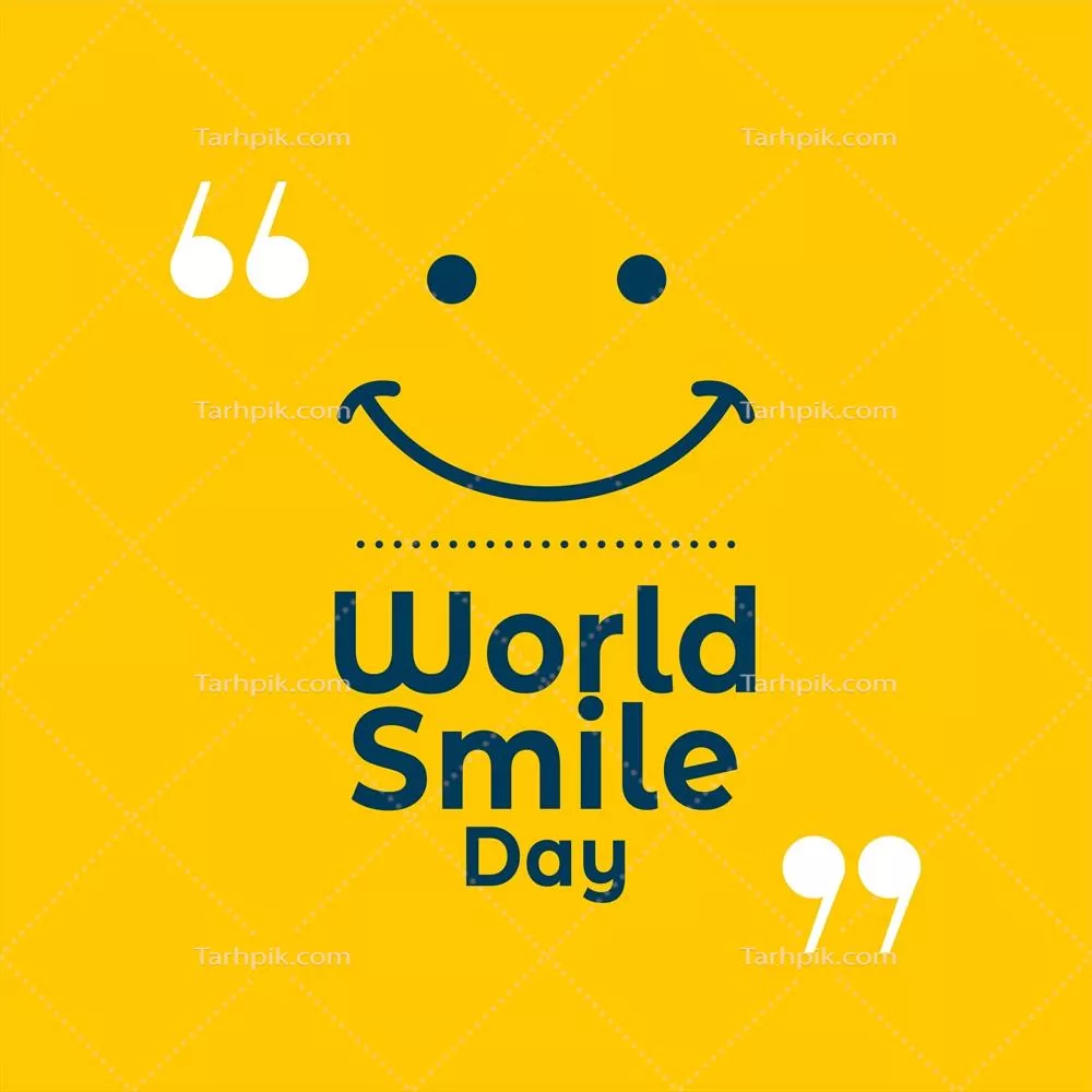 طراحی پس‌زمینه وکتور با نقل قول زرد برای روز جهانی لبخند