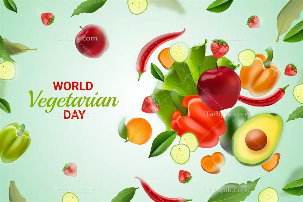 وکتور پسزمینه جذاب برای روز جهانی گیاهخواری و جشنوارههای مرتبط