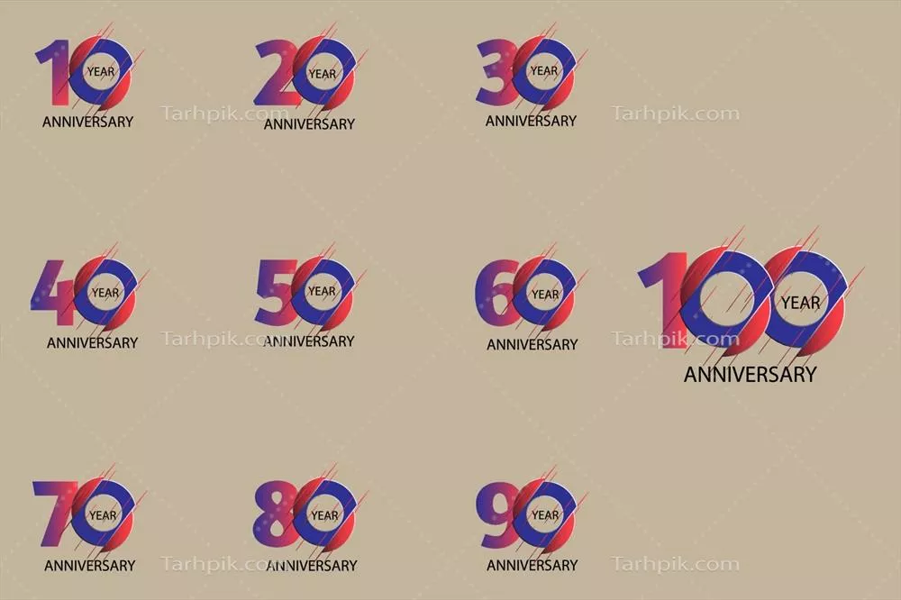 وکتور مجموعه اعداد سالگرد: طراحی و استفاده از اعداد مختلف در جشن‌ها