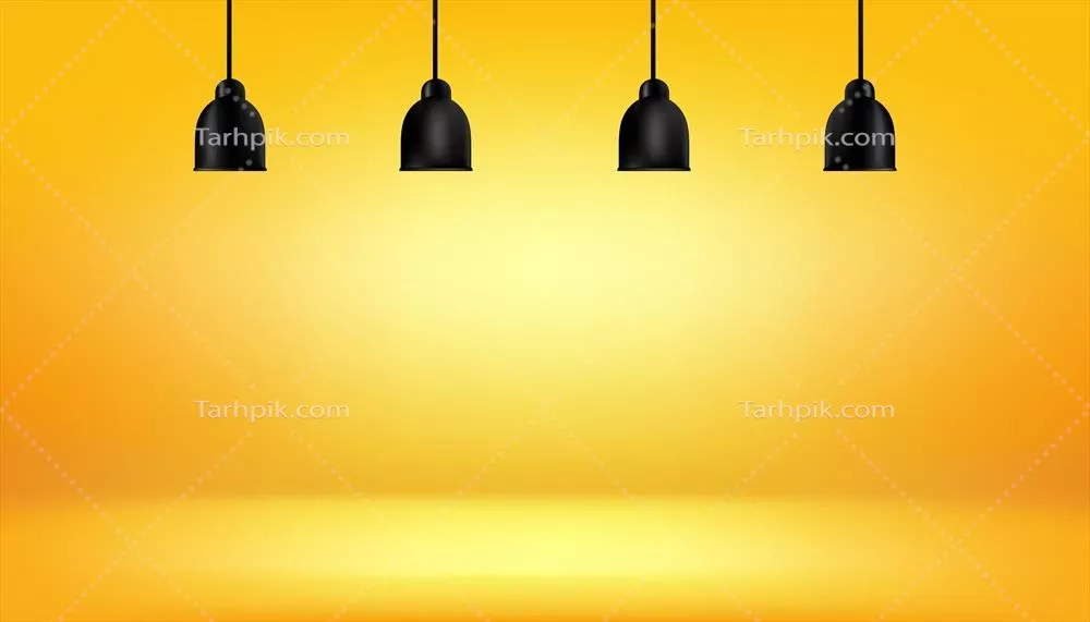 وکتور پیش‌زمینه زرد با جعبه‌های نوری بر سقف - طراحی انتزاعی برای استودیو و بافت دیوار