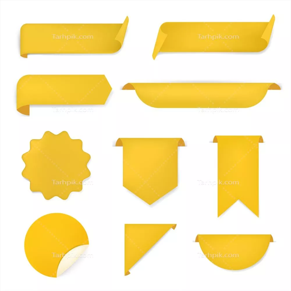 مجموعه ناوبار زرد، برچسب شفاف، طراحی ساده و الگوهای وکتور