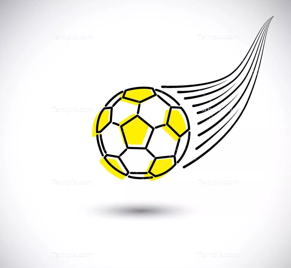 وکتور توپ فوتبال زرد با طراحی دستی و جذاب