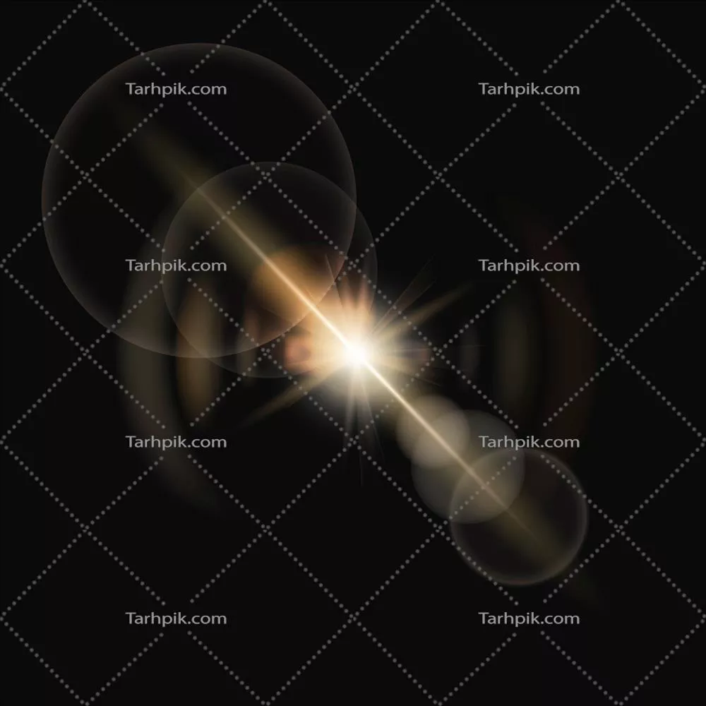 وکتور افکت نورانی و شعاعی فلر زرد با حلقه برای طراحی و گرافیک