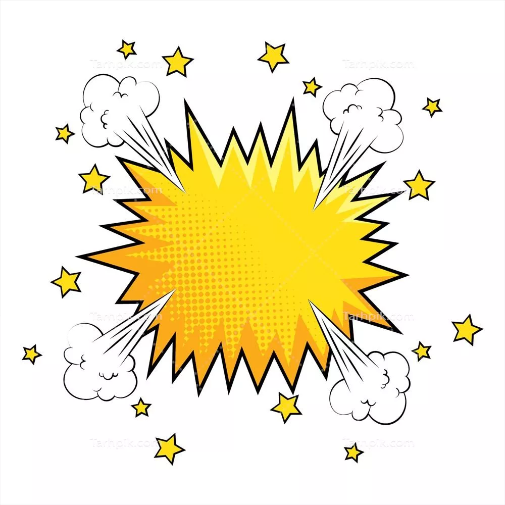 وکتور سبک هنر پاپ با رنگ زرد و افکت های انفجاری جذاب