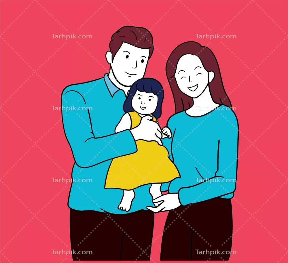 طراحی وکتور خانواده جوان به سبک کرهای | آثار هنری مدرن و جذاب