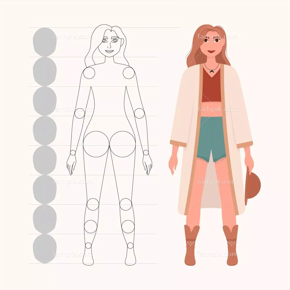 وکتور مدل لباس بوهویی: استایل جوانان با پوشش بوهویی و جذاب