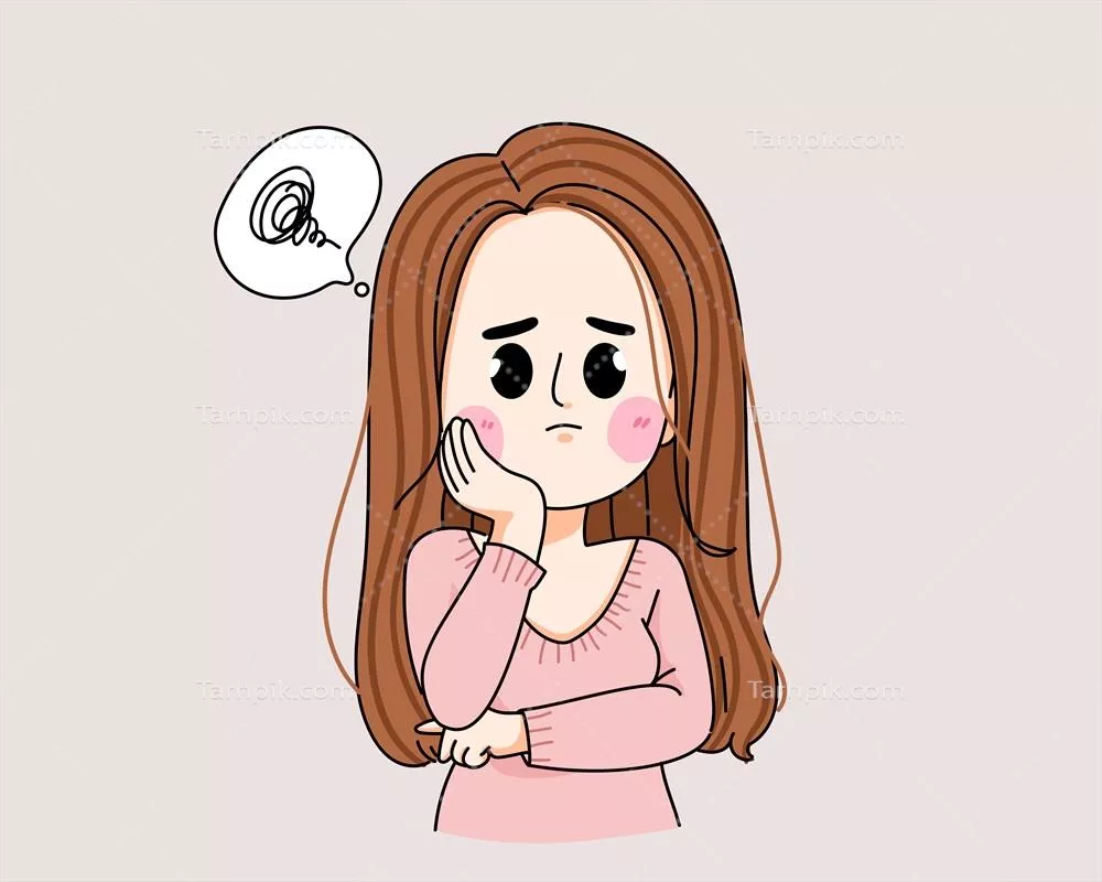 وکتور مجموعه تصویر هنری دختری جوان با نگرانی در انتخاب‌های زندگی خود