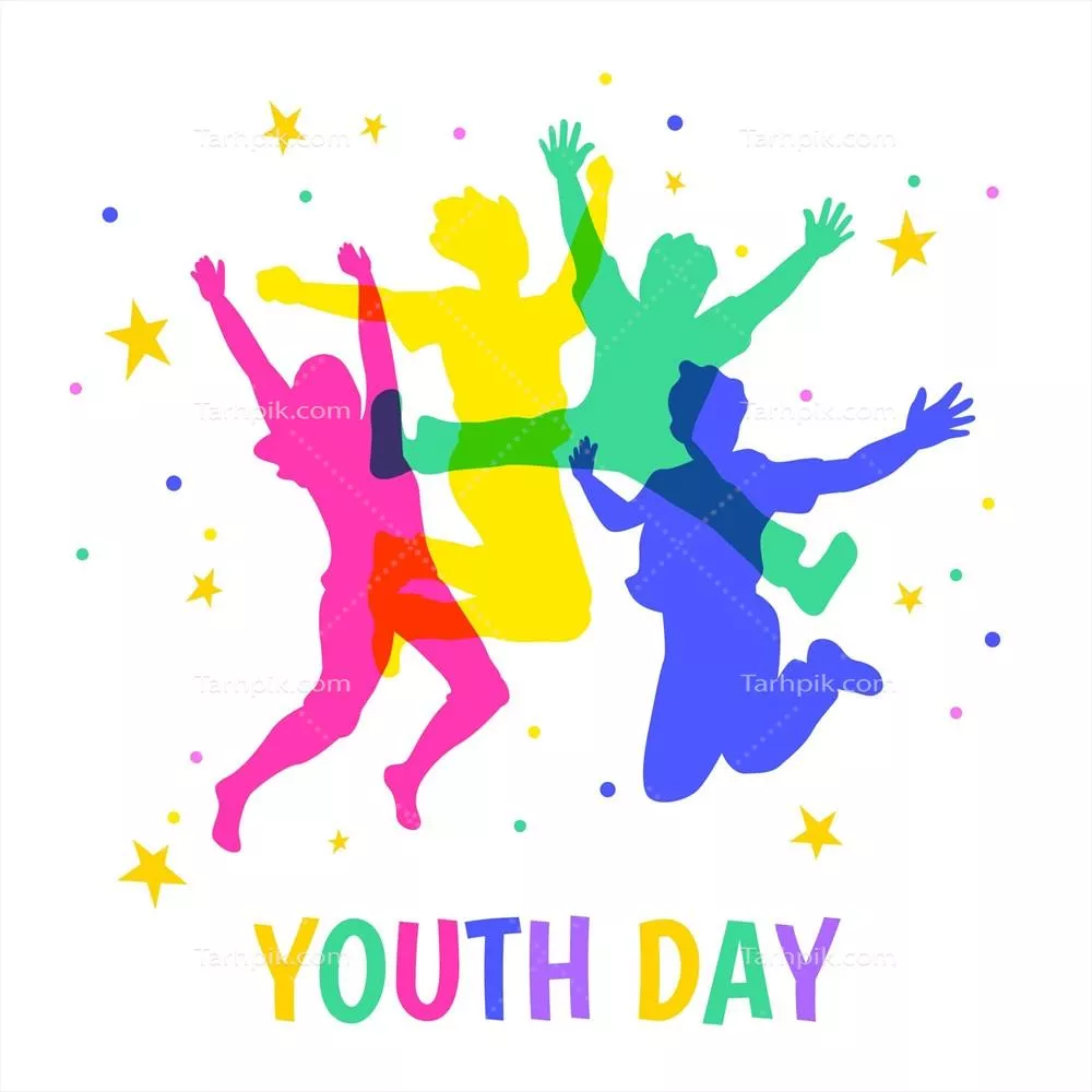 طراحی وکتور سیلوئت جوانان در روز جوانان در حال پرش