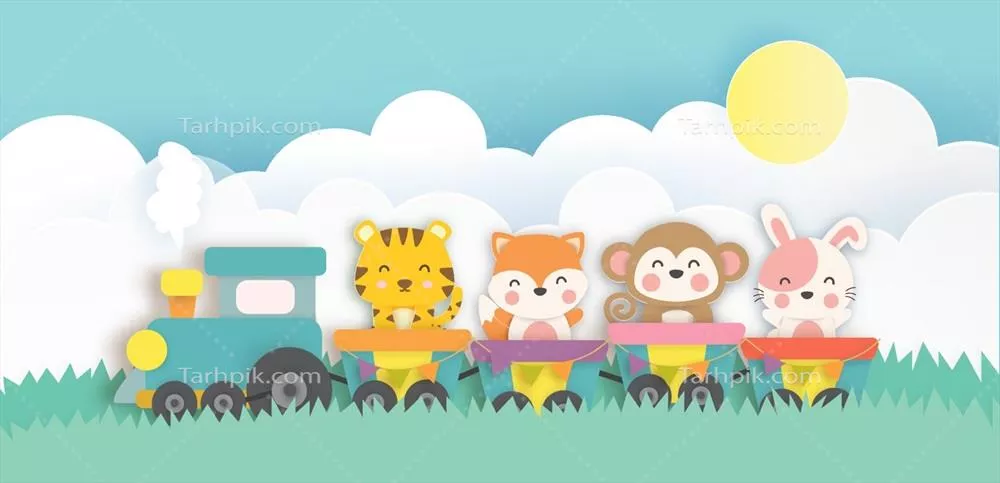 وکتور حیوانات باغ وحش در حال ایستادن بر روی قطار: تماشایی از دنیای وحش