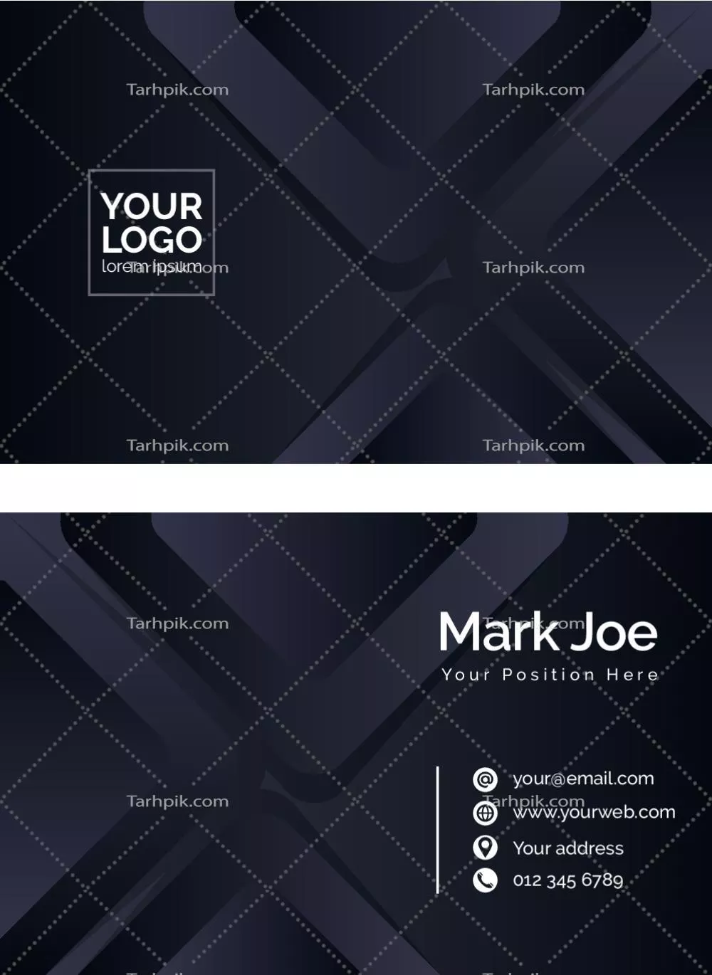 کارت کسب و کار مشکی وکتور با طراحی مدرن و حرفهای