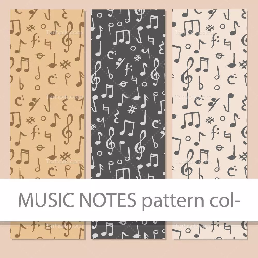 الگوی پسزمینه موزیک سیاه با نتهای موسیقی - وکتور 01