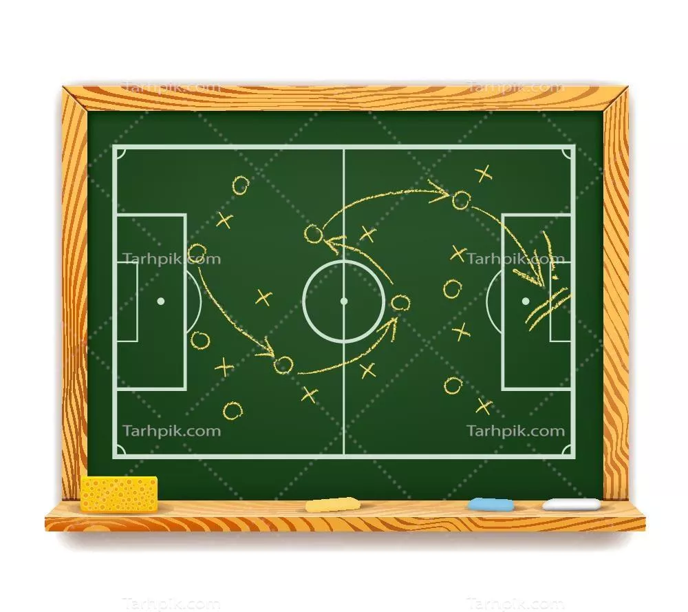 وکتور طرح شماتیک فوتبال بر روی تخته سیاه با جزئیات دقیق