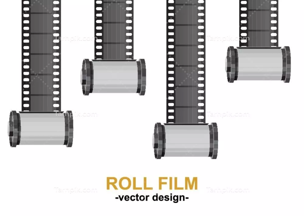 طراحی و تصویر سازی وکتور نوار فیلم دوربین بر روی پس زمینه سفید