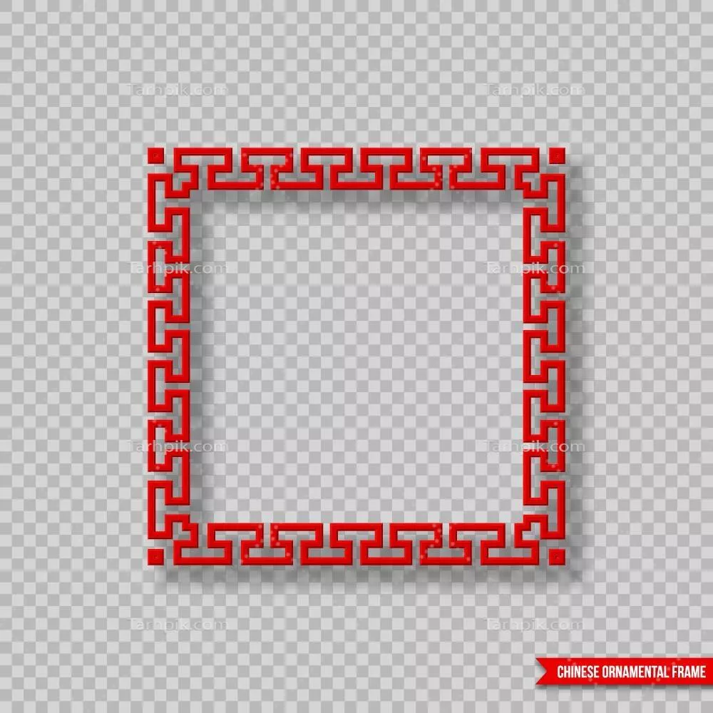 طرح وکتور قاب زینتی چینی با جزئیات زیبا و پیچیده