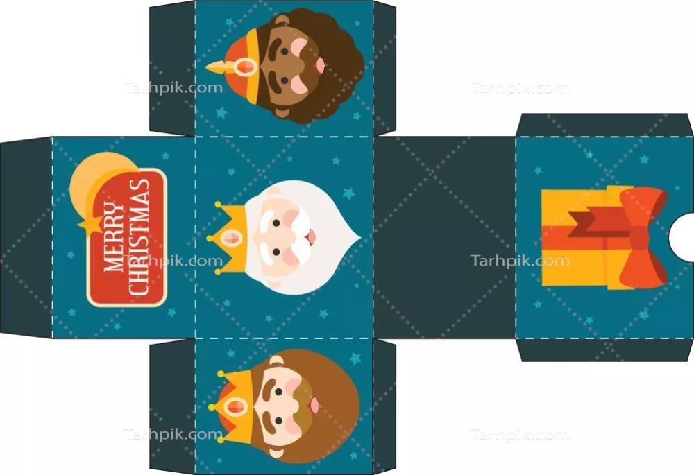 وکتور جعبه برش کریسمس با تصویر مردان حکیم - طراحی و تزئینات ویژه