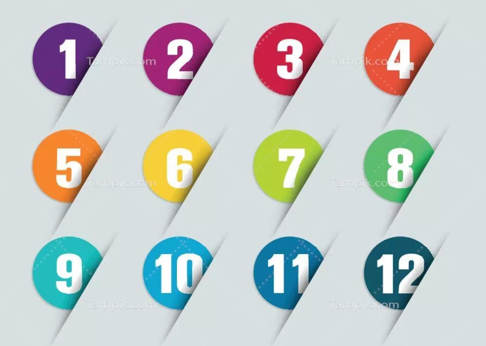 وکتور گروه یادداشت های دایره ای با شماره ها و نقاط گلوله ای