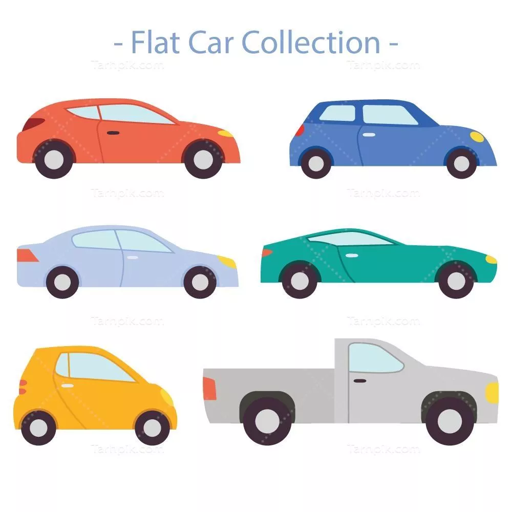 وکتور مجموعه طراحی مسطح خودروها با کیفیت بالا و جزئیات منحصربهفرد
