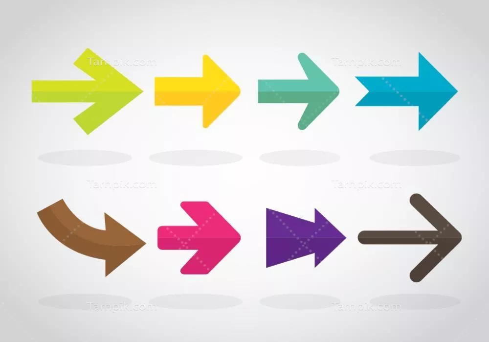 وکتور مجموعه‌ای از اشکال فلش رنگارنگ با طراحی مسطح و متنوع