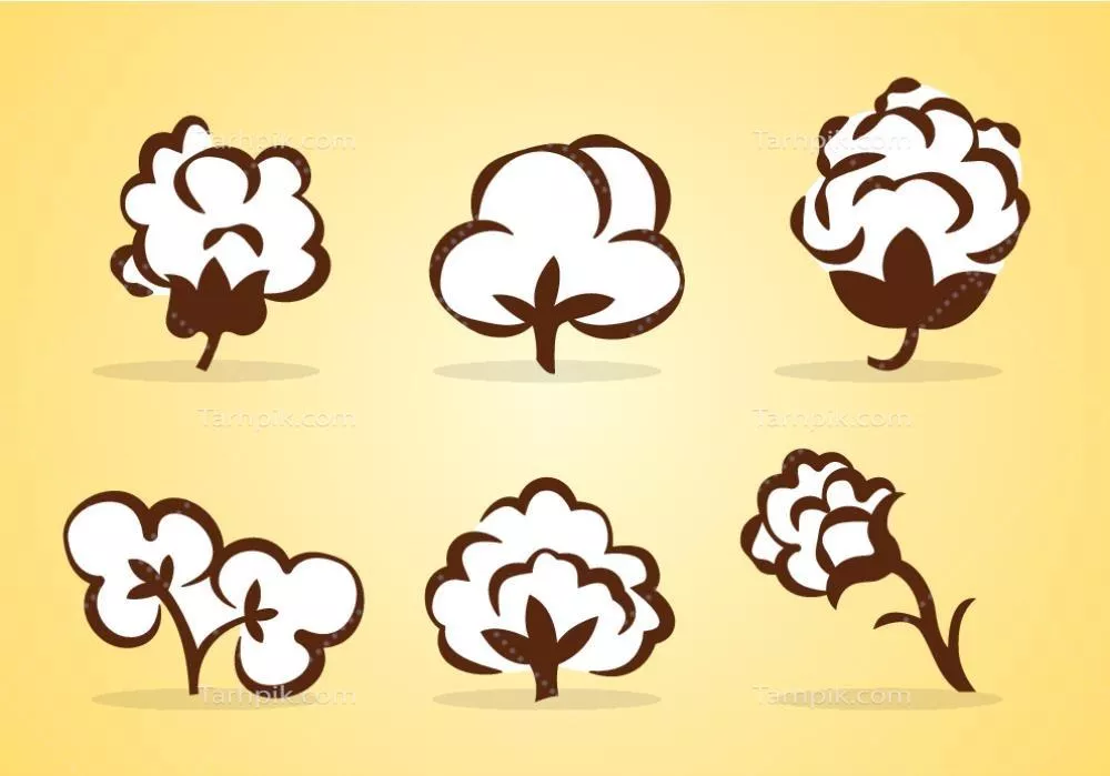 وکتور مجموعه ای از آیکون های متنوع پنبه ای بر روی پس زمینه کرم