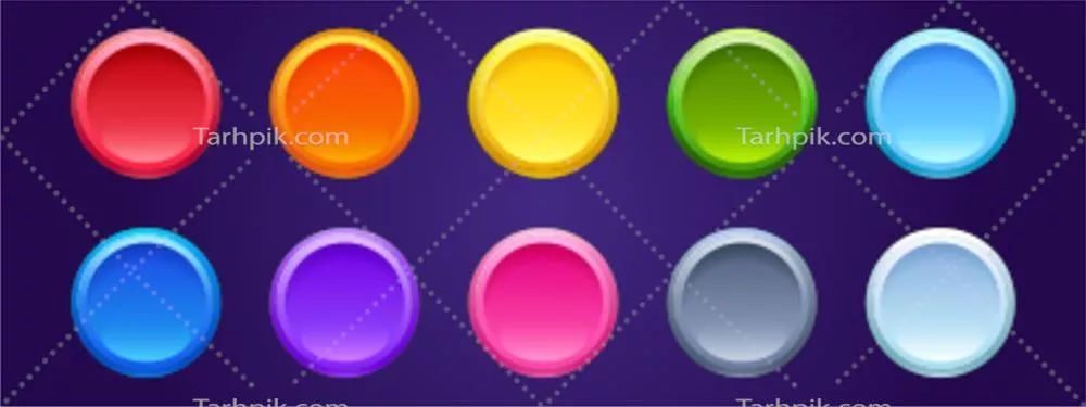 وکتور دکمههای رنگارنگ با طراحیهای جذاب و متنوع