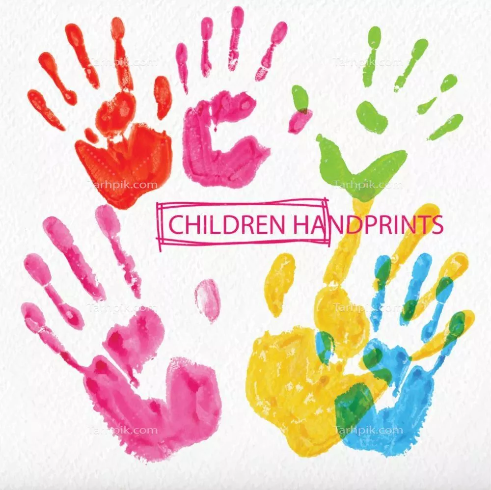 طرح وکتور دستان رنگی کودکان - تصاویری شاد و خلاقانه