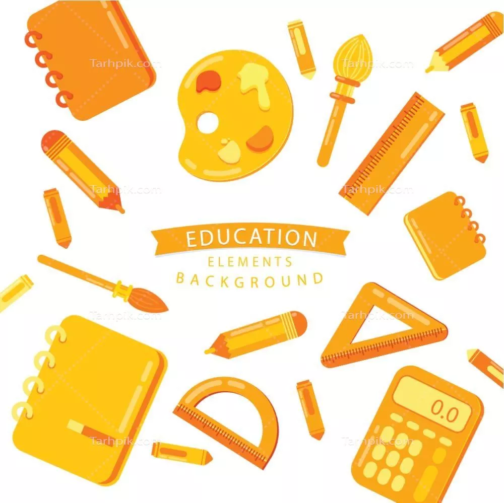 پس‌زمینه آموزشی با عناصر زرد - تصویر وکتور برای طراحی‌های مدرن