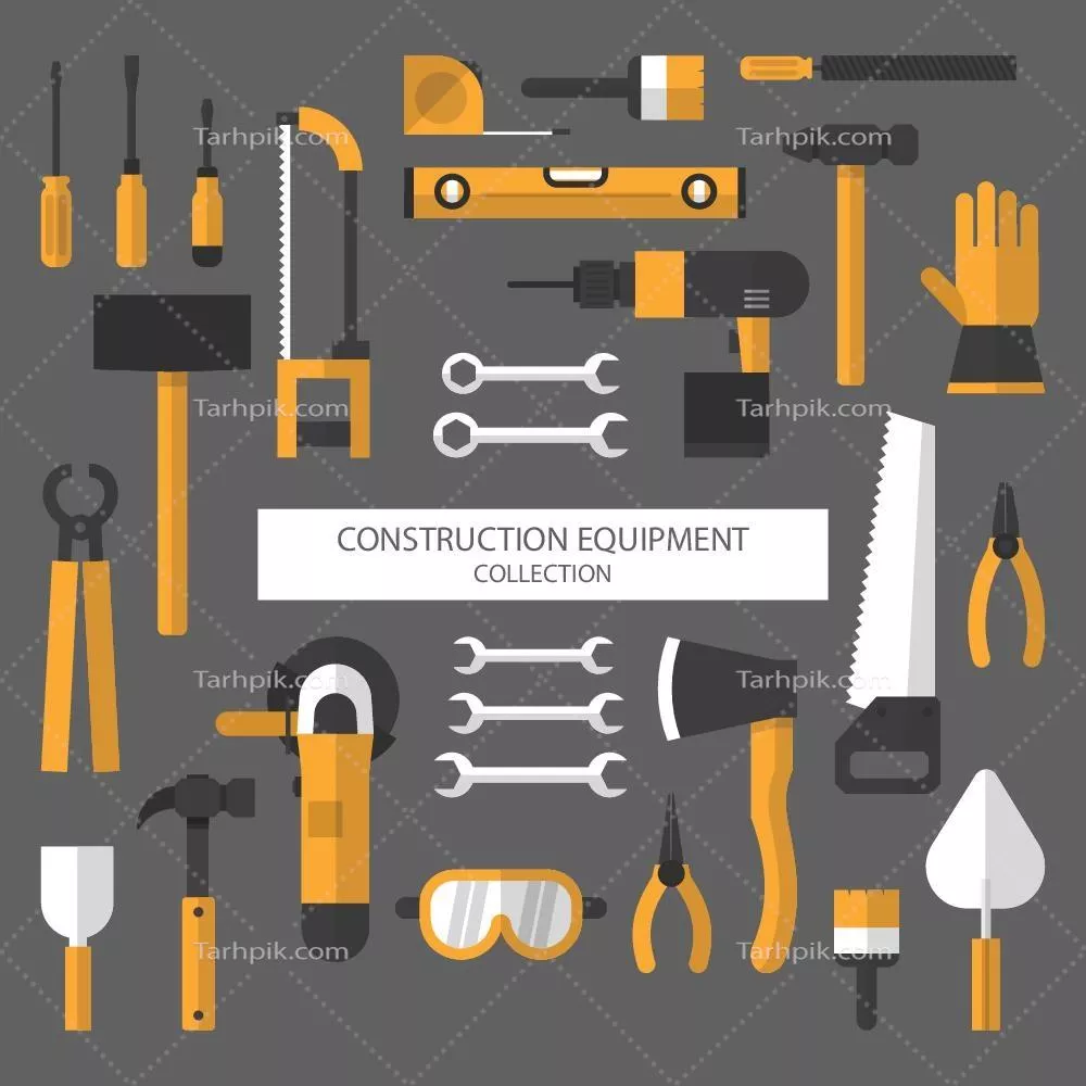 مجموعه ابزارهای ساختمانی مسطح - طراحی وکتور با کیفیت بالا