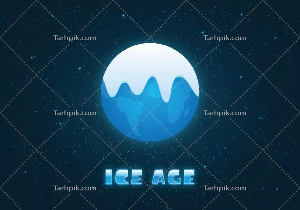 تصویر وکتوری از سیاره زمین پوشیده از یخ بر روی پسزمینه ستارهها در فضا