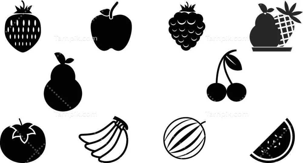 وکتور میوهها: طراحی گرافیکی تمیز و خوشطعم برای پروژههای شما