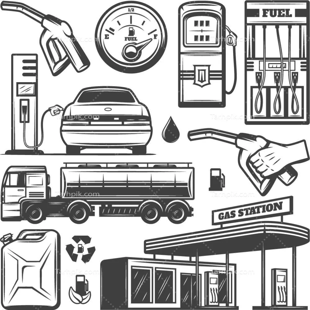 وکتور ایستگاه گاز با طراحی جذاب و جزئیات کامل