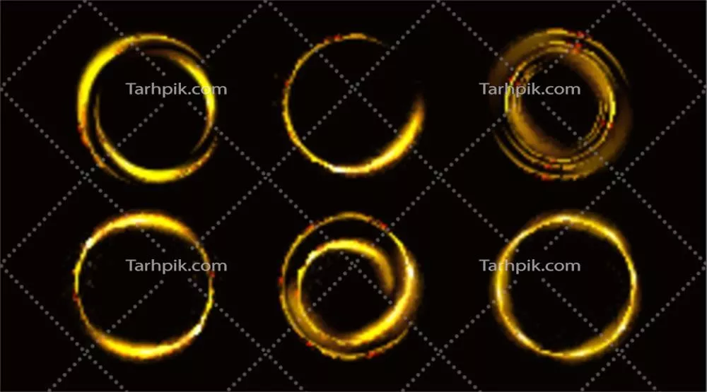 جلوه نوری دایره‌های طلایی با درخشش جادویی و افکت وکتور