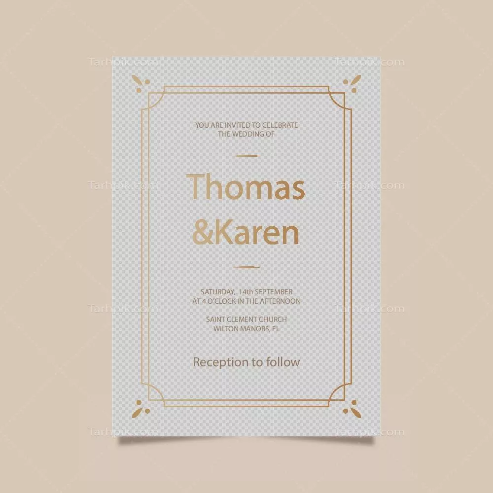 کارت دعوت ازدواج گلد با طرح وکتور زیبا و شیک