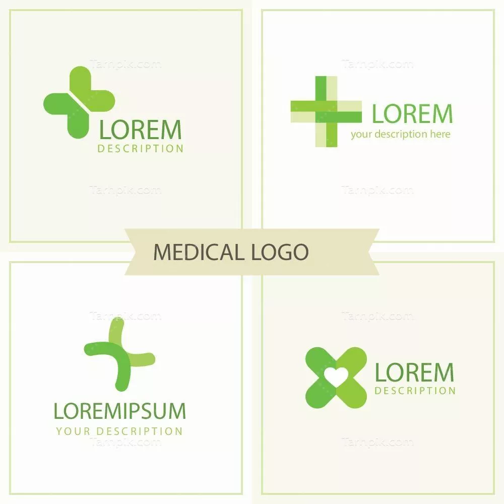 الگوهای لوگوی پزشکی سبز با کیفیت و طراحی وکتور
