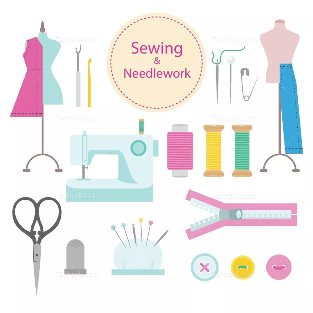 طرحهای دستکشیده از لوازم خیاطی - وکتور شماره 01