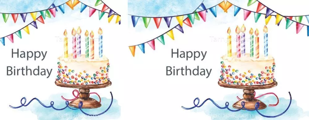 وکتور طرح پس‌زمینه آبی-صورتی آب‌رنگ برای روز تولد شاد و زیبا