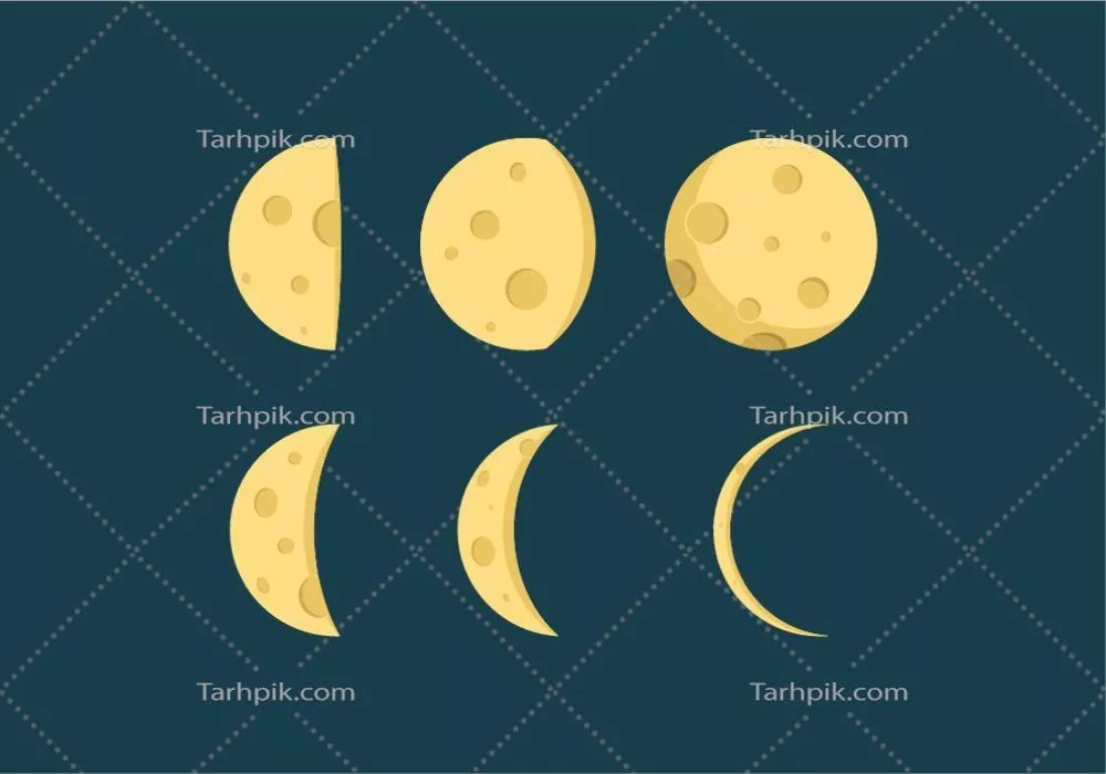 وکتور فازهای مختلف ماه: راهنمای جامع برای شناخت فازهای ماه و تأثیرات آن